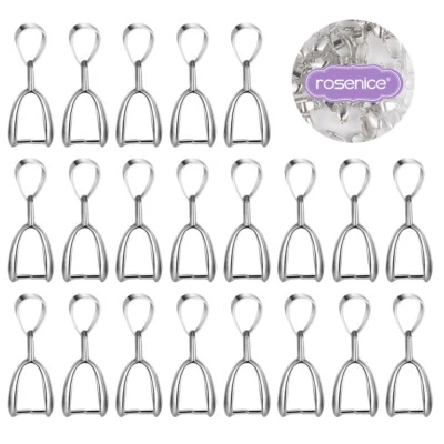 100PCS 20MM Metal Pinch Clip Bail Bead Pendant Clasp Necklace Bracelet Connector