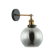 Interior Black Smoke Wine Glass Shape With Antique Brass Highlight 1 Light Wall Light - PESINI2W