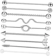 [LALADEFIEE] Industrial Ear Studs Barbell Earring Set Arrow Screw Jewelry Comfortable for Men Women