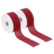 2" Wide 10 Yards Burlap Fabric Ribbon 2pcs Jute Crafts Roll Wrapping Red