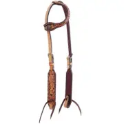 Western Natural Leather Hand Carved Set of Headstall and Breast Collar/Fringes