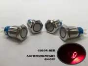 4 of MARINE BOAT SS304 RED LED FLUSH LIGHT AUTO ON-OFF PUSH SWITCH RING BUTTON