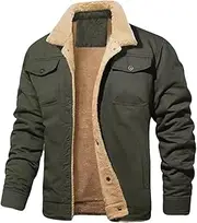 [Generic] Men's Jackets Outwear Windbreaker Cargo Jacket Mens Thermal Cotton Warm Fleece Lined Coats