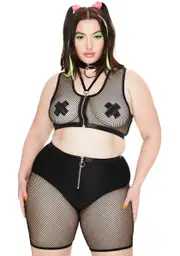 [Club Exx] She's Techno Sexual Fishnet Biker Shorts