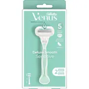 Gillette Venus Deluxe Smooth Women's Razor for Sensitive Skin, 5 Diamond-Like Blades, Aloe Vera Strip