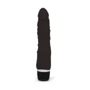 Silicone Classic Thin Veined 033 Seven Function Black - Powerful Waterproof Vibr