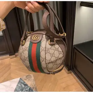 Gucci 574794 Ophidia GG帆布小牛皮球型手提包