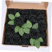 Artificial Flower Roses 25pcs Real Looking Fake Roses with Stems for Black