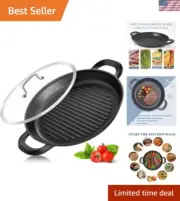Nonstick 13" Grill Pan with Lid & Anti-Scalding Tools - Oven & Induction Safe