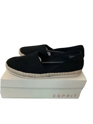 ESPRIT LADIES SIZE 8.5 Black Edine FLAT SHOES (NEW) In Box