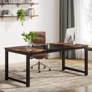 OAKORY 160cm L x 80cm W x 75cm H Writing Table with Metal Legs & Adjustable Pads Durable Construction for Home Office or Study