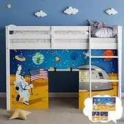 YRDKB Astronaut Bunk Bed Curtains - 45H Premium and Customizable Cartoon Loft Bed Curtains for Children to Enhance The Imaginative Creation Bedroom Curtains(3PCS,Full)