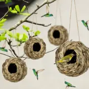4PCS Bird Nest Breeding Nest Bed Box Grass Weave Canary Finch Budgie House AU