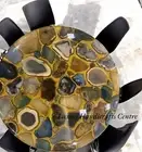 15" Antique Agate Stone Round Coffee Table Golden Healing Luxurious Countertops