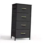 4 Drawer Fabric Dresser Storage Tower, Organizer Unit for Bedroom, Dark Gray