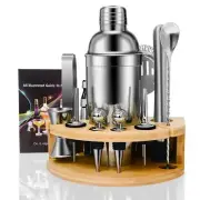 Cocktail Shaker Set 12 Pieces Stainless Steel Bartender Kit With Bamboo Stand An