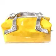 Elizabeth Arden Patent Leather Make Up/Toiletry Bag Yellow & Silver 26 x 14