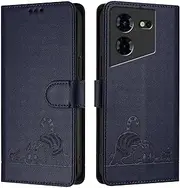 Compatible with Tecno Pova 5 Pro Cover,Compatible with Tecno Pova 5 Pro 5G LH8n Card Slots Holder Magnetic Closure Kickstand Flip Wallet Phone Case Blue