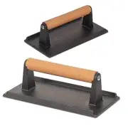 2Pcs Cast Iron Grill Press and Griddle Press for Steak Meat Paninis Sandwiche...