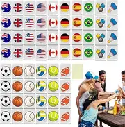 Byeaon Seaside Game Mahjong Sets,Mahjong Flag Pattern Game Blocks - Portable Activity Board Toy for Family Night Travel Spring Picnic