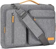 DOMISO 15.6 inch Laptop Sleeve Case Water-Resistant Computer Cover Bag with Detachable Shoulder Straps and Extendable Handle for Dell, HP, Asus Notebook,Grey