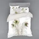 Duvet Cover Set, Peacock Feathers Closeup Simple Picture Minimalistic Design