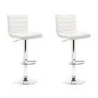 NNEDSZ Set of 2 PU Leather Bar Stools Padded Line Style - White