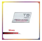 For Volvo T5 AWD Recharge Rear Emblem Boot Trunk Sticker Badge Silver