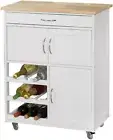 Kitchen Trolley with Wine Racks, Portable Workbench and Serving Cart for Bar or