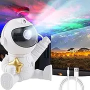 Adjustable Star Projection Night Light USB Powered LED Nebula Lights 360°Rotating Star Projector Galaxy Light with Remote Control Astronaut Space Projector LED Lamp for Gaming Room (without Remote)