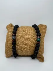 Bracelet Lava Rock Stone Wooded Beaded Healing Bracelet for Men