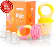 2 Pack Baby Food Feeder Fruit Pacifier Teether with Silicone Sacs Peach Lemonade