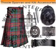 Clan McCulloch Tartan 8 Yard Kilt - Scottish Kilt & Accessories Deal for Men's