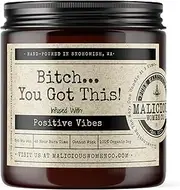Malicious Women Candle Co - …You Got This!, Pink Chandelier Infused with Positive Vibes, All-Natural Organic Soy Candle, 9 oz