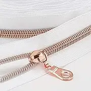 Sawoake 9 m Bulk Zipper, (#5) Zips for Sewing, White Nylon Coil Zipper with Rose Gold Teeth, Replacement Sewing Zip with 20 Pieces Zip Sliders (#5 White Rose Gold)