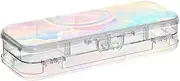 Yoogain A Pastel Rainbow Sky Plastic Pencils Box Clear Double-Deck Hard Pens Case For Craft Art With Snap And Lid