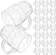 Luxshiny 50pcs Mini Plastic Beer Mug Transparent Beer Cup Small Beer Shot Glasses Reusable Clear Beer Stein Tasting Glasses with Handle for Home Bar Hotel Supplies