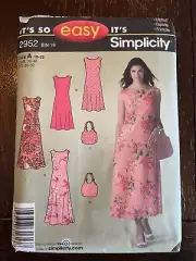 Simplicity 2952 UNCUT Sewing Pattern, Misses' Dress & Bag, Size A (10-22)
