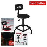 Adjustable Mechanic Garage Stool with Backrest - 300 lbs Capacity, 360° Swivel
