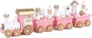 Wooden Train 4 Carriages Small Decorations Toys Cute House Holiday Children's Gift Play Crafts Wooden D6Q9
