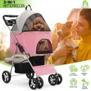 Detachable Basket Folding Dog Stroller Adjustable Canopy Pet Travel Carrier Cart