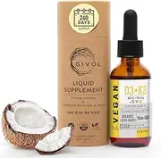 Organic Liquid Vitamin D3 (as Lichen) +K2 (as MK4 & MK7) in fractionated Coconut Oil. Organic, Plant-Based, Vegan, Gluten Free, Wheat Free, Soy Free*, Non-GMO, Suitable for Men, Women and Children.