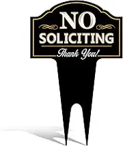 No Soliciting Outdoor Metal Yard Sign for Home House and Business | Stylish Laser Cut | Made with Heavy Duty DiBond Aluminum