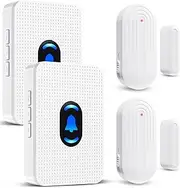 Daytech Door Sensor Chime Entry Alert Chime Wireless Door Window Open Alarm with 5 Volume Levels for Home Store Apartment Office Entrance, 2 Receivers & 2 Sensors