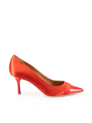 Red Satin Pointed Toe Pumps
