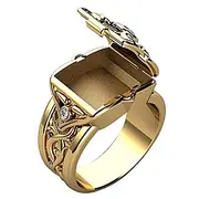 Men's Ring with Secret Compartment Mini Clamshell Storage Box Design Retro Carved Band Rings Punk Hip Hop Party Jewelry Unique Gift for Men Women Rapper Biker