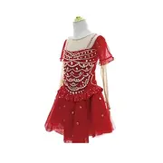 Figure Skating Dress Women's Girls' Ice Skating Dress Red Patchwork Thumbhole Mesh Spandex Stretchy Training Practice Professional Skating Wear Thermal Warm Cr