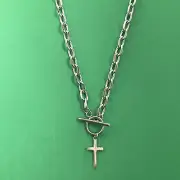 Titanium Steel Cross Pendant Necklace for Men Women,Unisex Punk Hip Hop Necklace