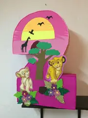 number 2 the Lion king pinata, Simba and Nala pinata, pink pinata