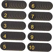 KALLORY 100pcs Plastic Numbered Key Tags with Holes Plastic Numbered Circles Plastic Number Key Tags Identifiers Number Charms Numbered Key Tag